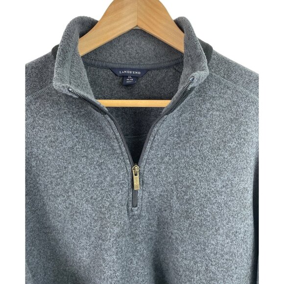 Land's End Mens Size XL (46-48) Gray/Black 1/4 Zip Long Sleeve Sweater - Picture 5 of 8